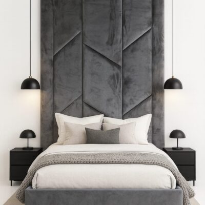 Headboard Mounted on Wall Set - Headboard & Base